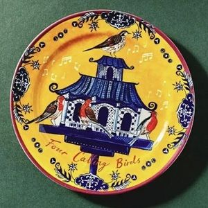 Anthropologie Emily Maude Twelve 12 Days Christmas Plate 4 Calling Birds